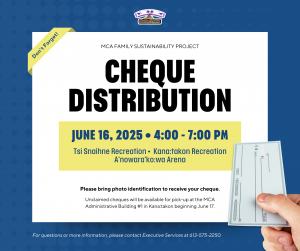 Cheque Distribution: Family Sustainability Project @ Tsi Snaihne Recreation Center, Kana:takon Recreation Center, A'nowara'ko:wa Arena