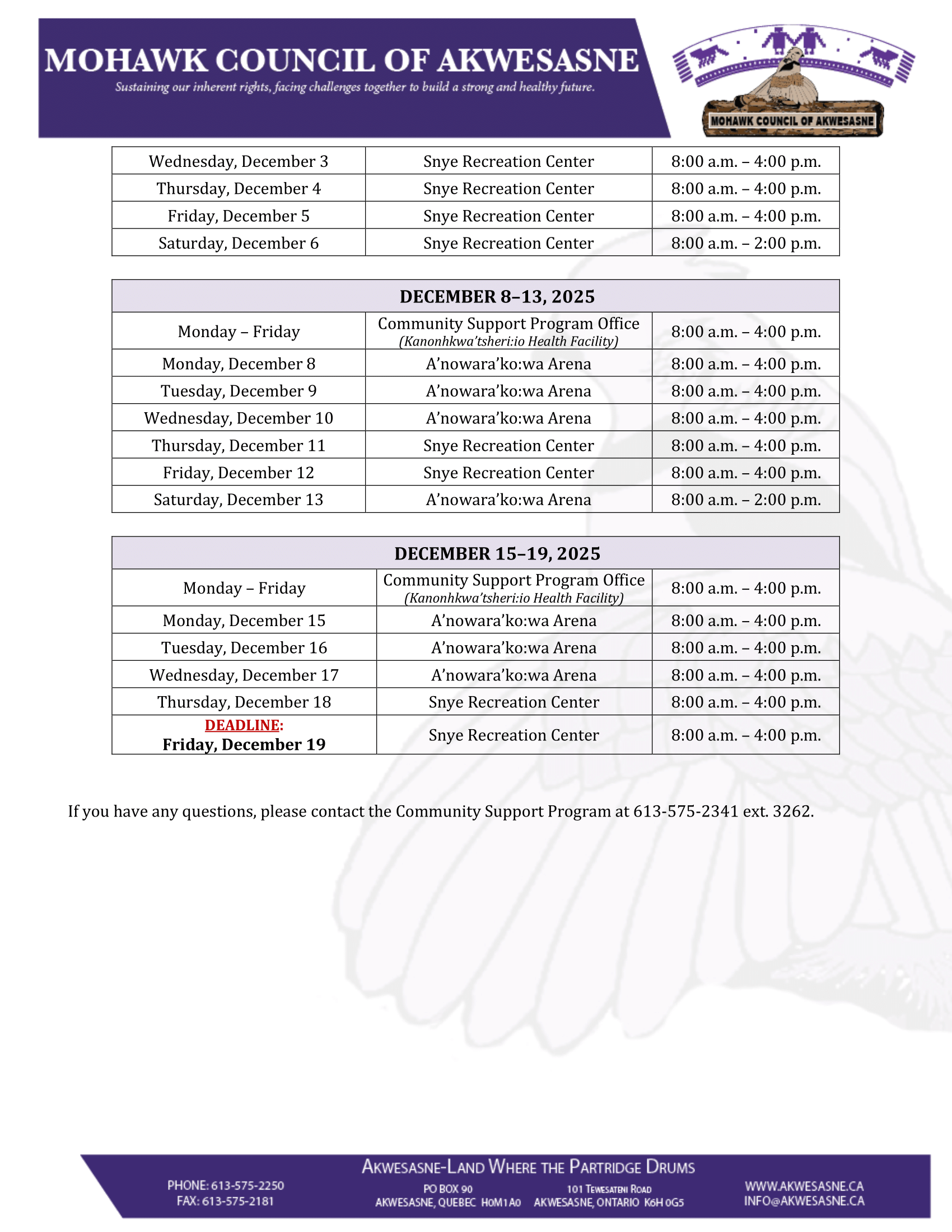 2025 2026 AKWESASNE HEATING ASSISTANCE PROGRAM 112525 Mca Notice 2025 2026 Akwesasne Heating Assistance Program Updated Schedule 2 
